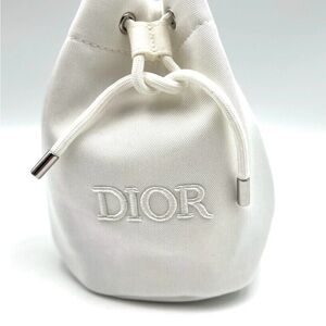 Dior White Cosmetic Bag with Drawstring